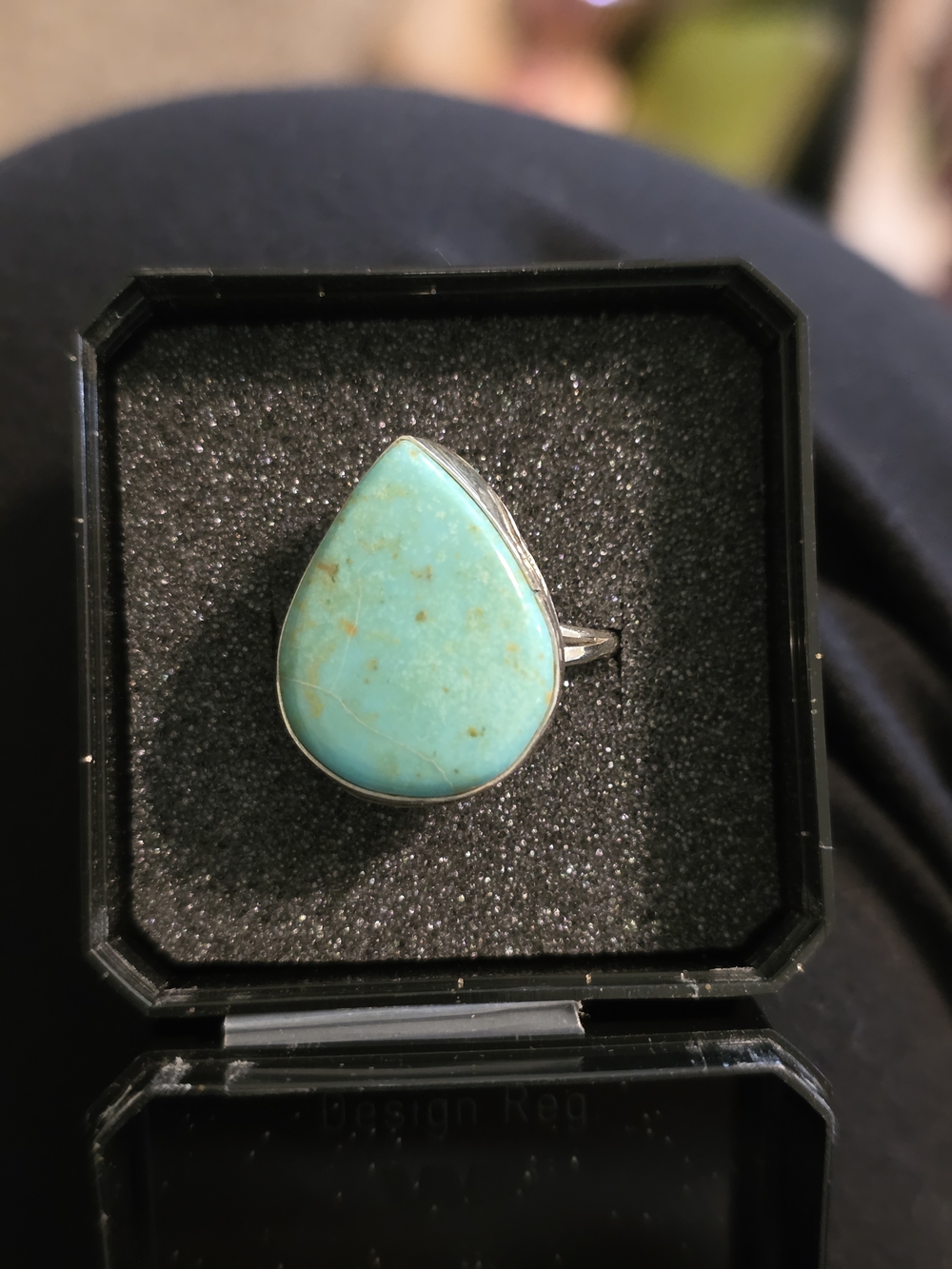 Sterling Silver Teardrop Turquoise Ring Size 8